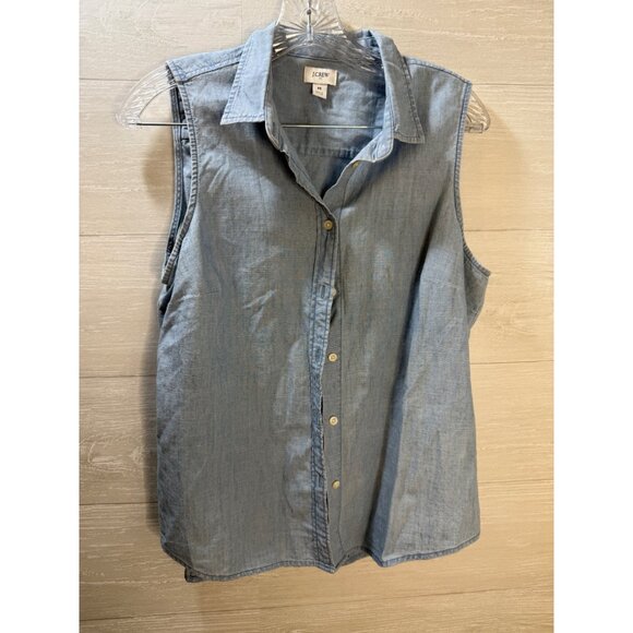 J.Crew Womens Chambray Sleeveless Button-Down Shirt‎ Medium - Picture 5 of 8